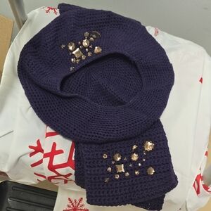 Nwot Curatuon Purple Beret Hat And Scarf Set
